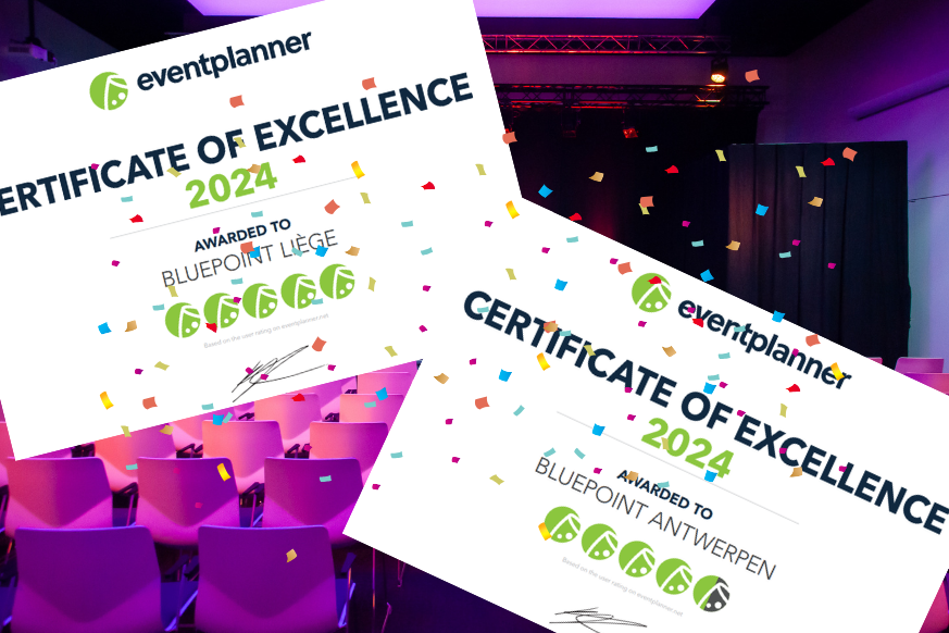 BluePoint Antwerp and Liège awarded Eventplanner.be Certificate of Excellence 2024